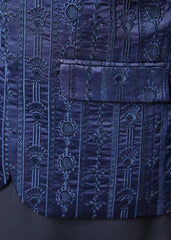 Blue Embroided Prince Coat on Blue - Abdullah Amin By Muraqsh
