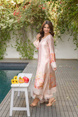 Fatima Khan | Eid Digital Silk Prints | Oriental Peach