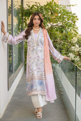 Fatima Khan | Eid Digital Silk Prints | Aqua Coral