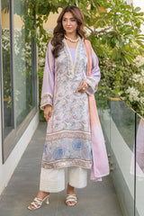 Fatima Khan | Eid Digital Silk Prints | Aqua Coral