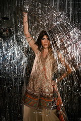 Fatima Khan | Disco Revival Festive Silk | Beige Nadine