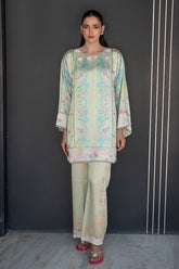 Fatima Khan | Layan Printed Eid Edit | Breezy Mint - Coord Set