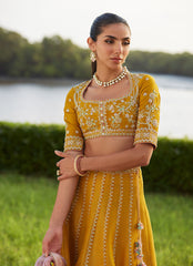 Farah Talib Aziz | Mayna Festive Luxe Pret | Zard Lengha Choli