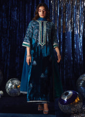 Farah Talib Aziz | Velvet Fete 4 | Teen Teal Shirt And Dupatta