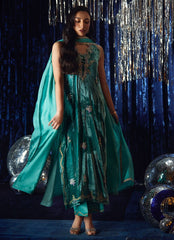Farah Talib Aziz | Velvet Fete 4 | Ansy Aqua Shirt And Dupatta