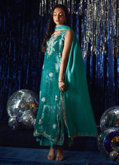 Farah Talib Aziz | Velvet Fete 4 | Ansy Aqua Shirt And Dupatta