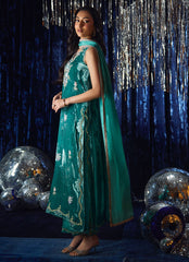 Farah Talib Aziz | Velvet Fete 4 | Ansy Aqua Shirt And Dupatta