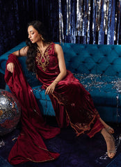 Farah Talib Aziz | Velvet Fete 4 | Arden Garnet Shirt And Dupatta