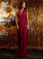 Farah Talib Aziz | Velvet Fete 4 | Carmine Charmeuse Saree And Velvet Blouse