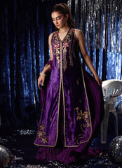Farah Talib Aziz | Velvet Fete 4 | Amima Aubergine Shirt And Dupatta