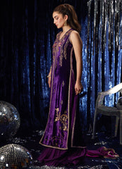 Farah Talib Aziz | Velvet Fete 4 | Amima Aubergine Shirt And Dupatta