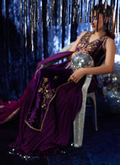 Farah Talib Aziz | Velvet Fete 4 | Amima Aubergine Shirt And Dupatta