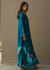 Farah Talib Aziz | Laani The Kaftan Edit | Azurea Teal Silk