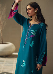 Farah Talib Aziz | Laani The Kaftan Edit | Azurea Teal Silk
