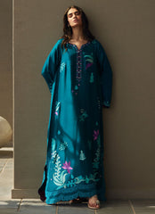 Farah Talib Aziz | Laani The Kaftan Edit | Azurea Teal Silk