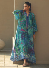 Farah Talib Aziz | Laani The Kaftan Edit | Tulum Blue Crepe