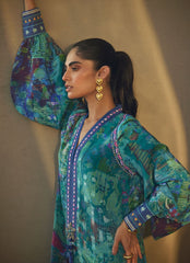 Farah Talib Aziz | Laani The Kaftan Edit | Tulum Blue Crepe