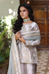 Wahaj M Khan | Nur Festive | Wine Gold Tissue Pallazo
