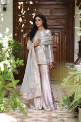 Wahaj M Khan | Nur Festive | Wine Gold Tissue Pallazo