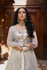 Wahaj M Khan | Nur Festive | Ivory Net Nur Gown