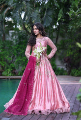 Wahaj M Khan | Nur Festive | Blush Pink & Magenta Choli Lehnga Nur Set