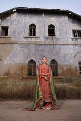 Wahaj M Khan | Banno Wedding Formals |Peachy Rust Printed Set