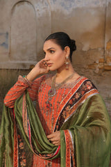 Wahaj M Khan | Banno Wedding Formals |Peachy Rust Printed Set