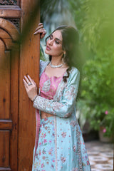 Wahaj M Khan | Nur Festive | Sea Ferozi Sheesha Jacket Nur Set
