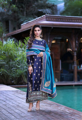Wahaj M Khan | Nur Festive | Midnight Navy with Teal Nur Set