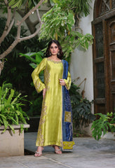 Wahaj M Khan | Nur Festive | Metallic Chartreuse & Deep Navy Nur Ensemble