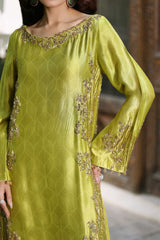Wahaj M Khan | Nur Festive | Metallic Chartreuse & Deep Navy Nur Ensemble