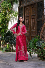 Wahaj M Khan | Nur Festive | Magenta Nur Kaftan Set