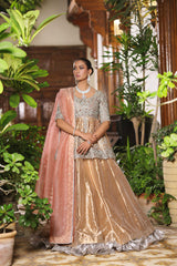 Wahaj M Khan | Nur Festive | Gold Peplum Nur Set