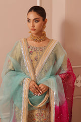 Wahaj M Khan | Banno Formals | GOLD SHEESHA BANO2 PLAZZO SET