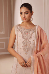 Wahaj M Khan | Banno Formals | PEACH HEAVY BANO2 SHIRT