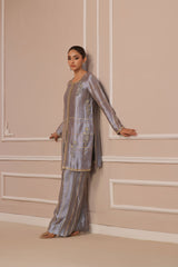 Wahaj M Khan | Banno Formals | PERIWINKLE TONED BANO2 JACKET SET