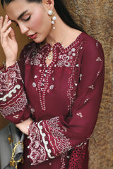 Qalamkar | Q Line Lawn Drop | RP-12 GARNET