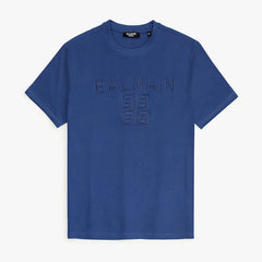 B.L.M.N Blue Embroidered Premium T-Shirt For Men