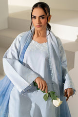 Farasha | Summer Weaves Embroidered Lawn | Pine Blue