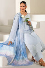Farasha | Summer Weaves Embroidered Lawn | Pine Blue