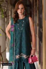 Noor by Saadia Asad | Eid Luxury Schiffli Laserkari 25 | D5- Teal