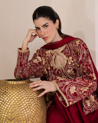 Sadaf Fawad Khan | Eva Luxury Pret 26 | Claret