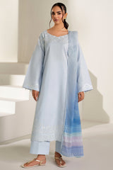 Farasha | Summer Weaves Embroidered Lawn | Pine Blue