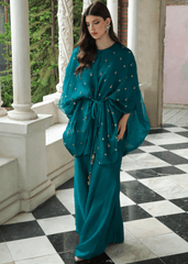 Purple Haze Pret Studio | Apsara Formals | Deep Turquoise Organza Wrap Outfit