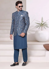 (3 Piece) - Jamawar Prince Coat with Matching Kurta Shalwar