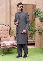 (3 Piece) - Grey Suit with Matching Waistcoat