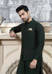 Bottle Green Kurta Trouser with Waistcoat