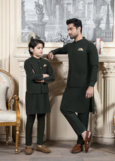 Bottle Green Kurta Trouser with Waistcoat