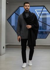 Pashmina Wool Black Winter Shawl FSN12 For Men