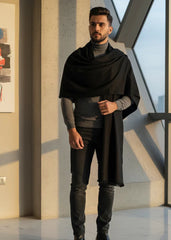 Pashmina Wool Black Winter Shawl FSN12 For Men